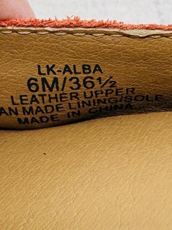 Lucky Brand ALBA Grenadine Hard Rock Orange Leather Square Toe Flat Shoe Sz 6 M - Picture 13 of 16